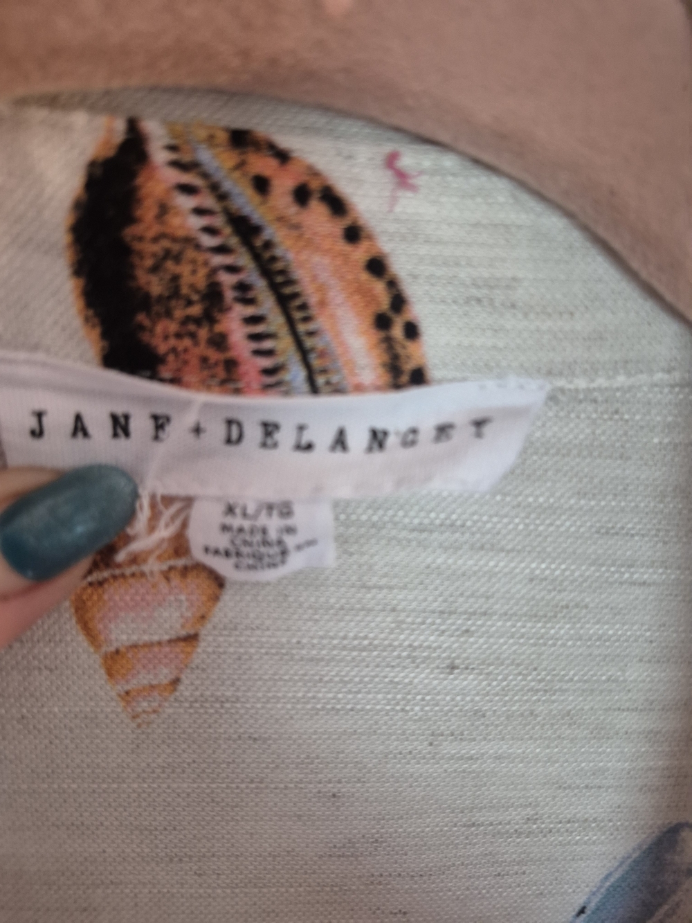 Jane + Delancey Seashell Print Linen Blend Shirt XL PTP 22" - Picture 6 of 7